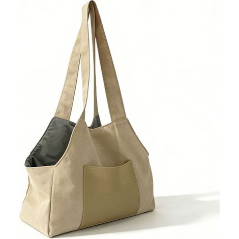 Sac de transport pour chien en nylon souple, sac à main shopping/voyage pliable léger, beige (1/5)