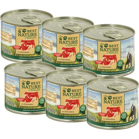 Best Nature Adult Rind + Pute, Nassfutter für Katzen - 6x 200g
