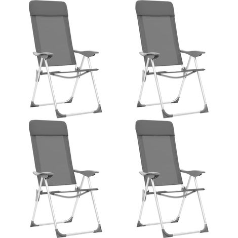Lot de 4 Chaises de camping pliables Fauteuil de camping Chaises de plage Gris Aluminium 67208 (1/5)