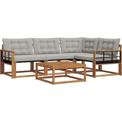 Outdoor Sofa Set with Cushion 5 pcs Natural and Light Grey vidaXL