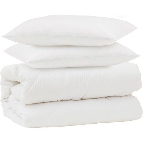 Ensemble de couette trois pièces en duvet d'oie et microfibre blanche (1/5)