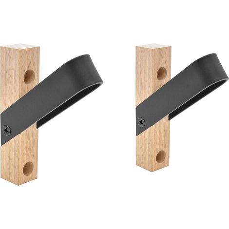 Porte manteau mural - Lot de 2 - Patere murale pour rangement et decoration - Conception bois et metal - Un indispensable pour toute la famille - Discret et Efficace (1/5)