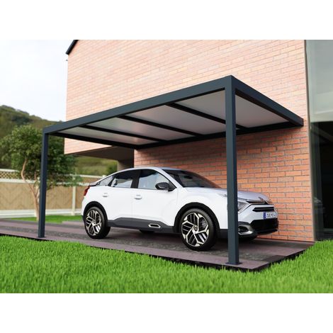 Carport aluminium adossé 3x5 m anthracite Fabriqué en France (1/5)