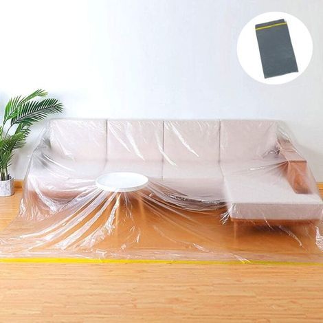 Housse de Canapé Plastique Antipoussière 2.75×3.65m Housse de Canapé RN Plastique Housse de Fauteuil Impermeable pour Déplacer ou Ranger des Arbres fe Noël des Meubles des Chaises FES Matelas (1/5)