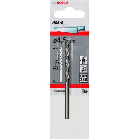 Bosch 2 608 585 920 - Broca para metal HSS-G, DIN 338 (4,5 x 47 x 80 mm)