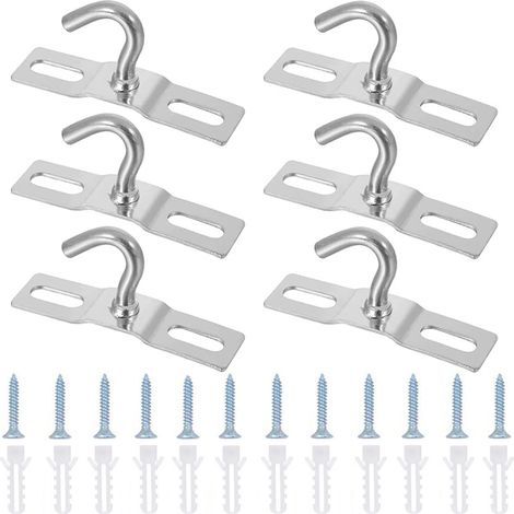 6 Pièces Crochet de Plafond, Plaques de Crochet, Plafonnier Plaque de Base, Acier Crochet de Plafond Robuste avec Vis pour Lampe Suspendue, Plante, Panier, Ventilateur (70mm)