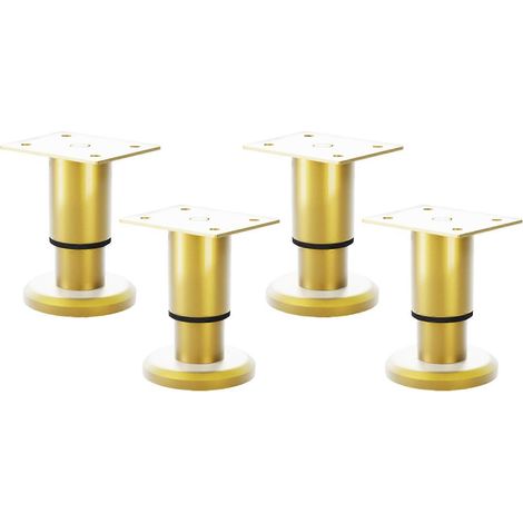 Lot de 4 pieds de meubles réglables dorés, pieds de support télescopiques universels, adaptés à la maison et au bureau, longueur de 8 à 12 cm. (1/5)