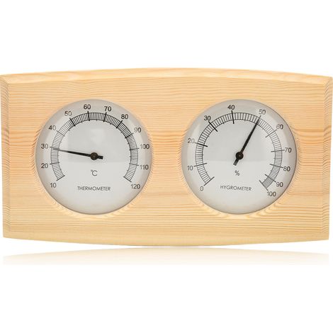 Thermomètre hygromètre en bois pour sauna, double cadran à aiguille, indicateur de température et d'humidité (1/5)