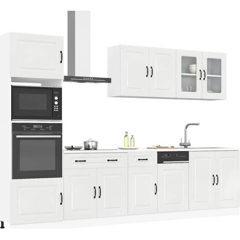 7-tlg. Küchenschrank-Set Kalmar Hochglanz-Weiß Holzwerkstoff