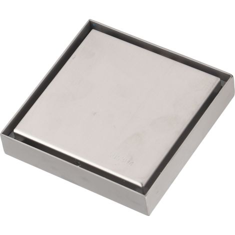Tuyau d'évacuation de douche invisible en acier inoxydable, section carrée de 2,5 cm (1 pouce), résistant aux odeurs, épaisseur de 1,3 mm, compatible avec le carrelage, finition brossée (1/5)