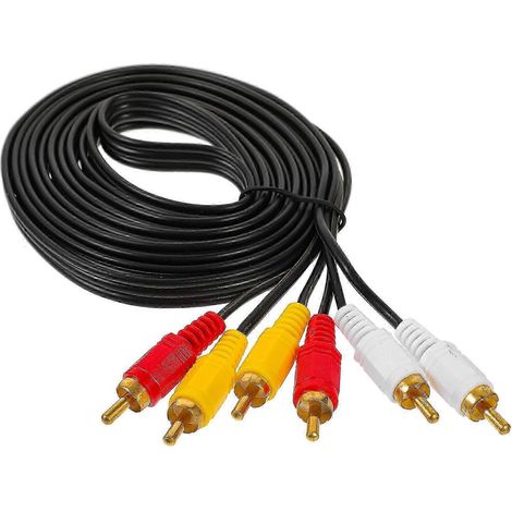Câble vidéo RCA stéréo mâle-mâle de 3 m pour alimentation auxiliaire TV (1/2)