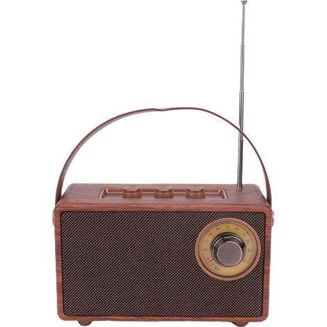 Enceinte Bluetooth portable compacte, radio FM sans fil rétro avec finition bois. (1/5)