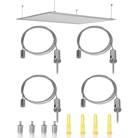 4 Pieces Ceiling Hanging Cable Kit Adjustable Hanging Wire Light Fixture Stainless Steel Rope for Ceiling Panel Linear Lights (1/5)