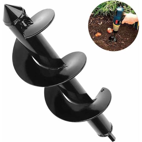 Foret hélicoïdal de jardin tarière de jardin tarière de jardin à entraînement hexagonal sans fil perceuse à main électrique pour planter des bulbes de lit -8 x 30 cm - RWPiscine de jardin Outils de ja (1/4)