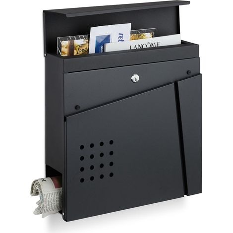 Schwarzer briefkasten mit zeitungshalter 883046