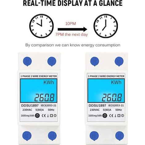 80A Single Phase DIN Meter - Backlit Digital Display - Multifunction Measurement (1F/2F) - Industrial Precision (1/4)