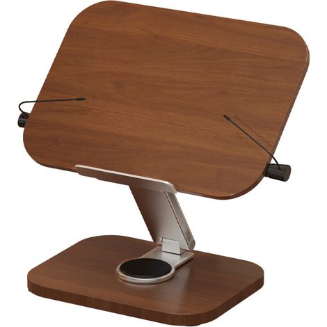 Support réglable - serre-livres - Support pour livres - Étagère - Support pour ordinateur portable - Support de lecture multi-appareils - Aluminium - Marron (1/5)