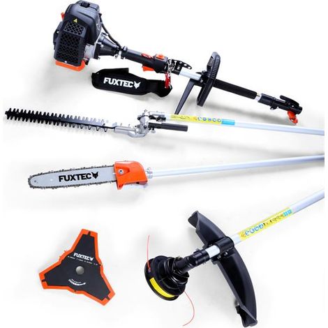 FUXTEC Benzin Motorsense FX-MT152 4in1 Multitool 52 cc - Profi-Tragegurt & 3 PS Leistung - Kombigerät Heckenschere Hochentaster Kombisystem Freischneider - 2-Takt