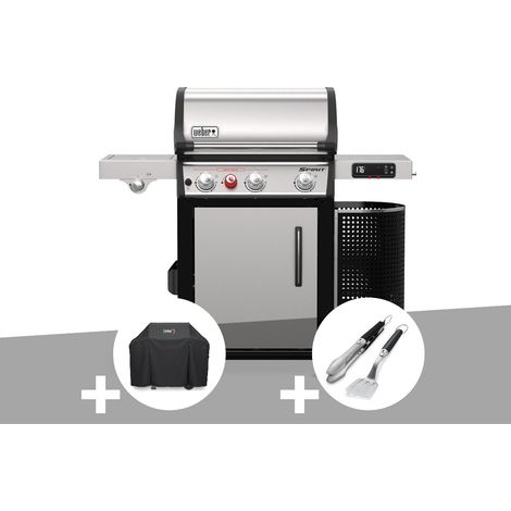 Barbecue gaz Spirit Premium SPX-335 GBS + Housse + Kit ustensiles Premium 2 pièces - Weber
