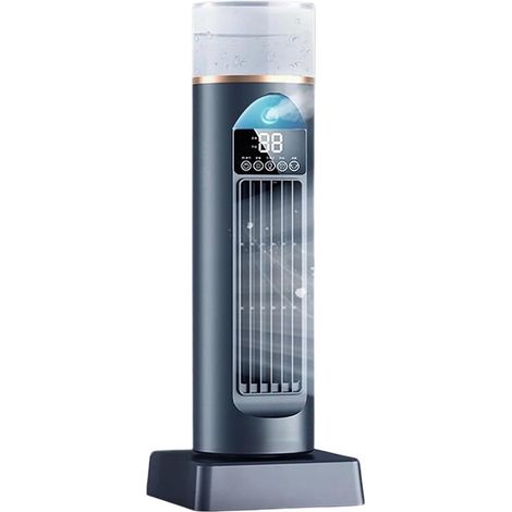 Ventilador de torre oscilante para dormitorio, oscilación de 120°, apto para habitaciones, oficinas, interiores y exteriores, color negro. (1/2)