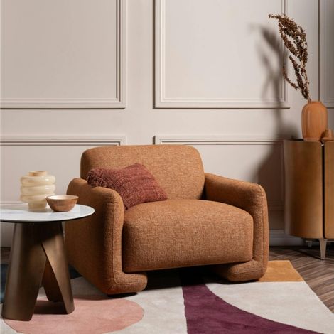 Fauteuil de salon couleur rouille MASSA (1/5)