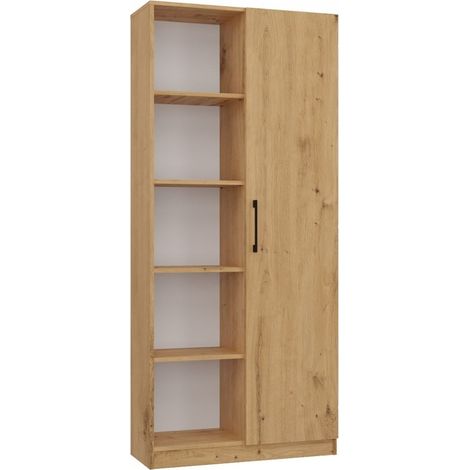 VILLME - Minimalist design bookcase - 1 door + 10 shelves - 80x30x182 cm - Storage unit (1/5)