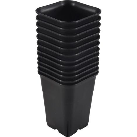 Set da 12 pezzi - Vasi quadrati neri in plastica per piante grasse, fiori, cactus, ecc., vivaio (1/4)