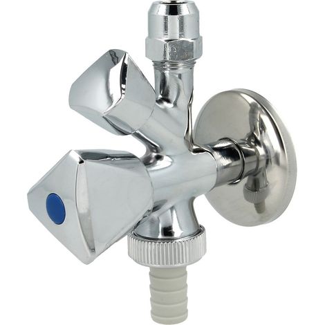 Robinet équerre combiné 3/8’’, poli, cert. PA, avec rac. à sertir et de flex.