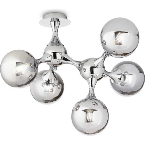 Plafoniera Contemporanea Nodi Metallo Cromo 5 Luci E14