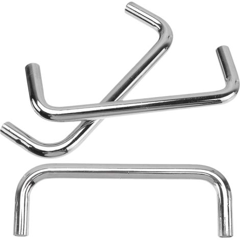 Poignée de porte coulissante en fer 3 pièces forme U finition argent pour portes anti-effraction et tiroirs usage résidentiel installation simple (1/5)