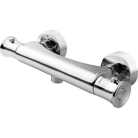 Mitigeur Thermostatique Douche, Robinet de Douche Thermostatique avec 38°C Bouton de sécurité, Mitigeur de Robinet Thermostatique Bain-Thermostat Douche, Laiton/ Chromé (1/5)