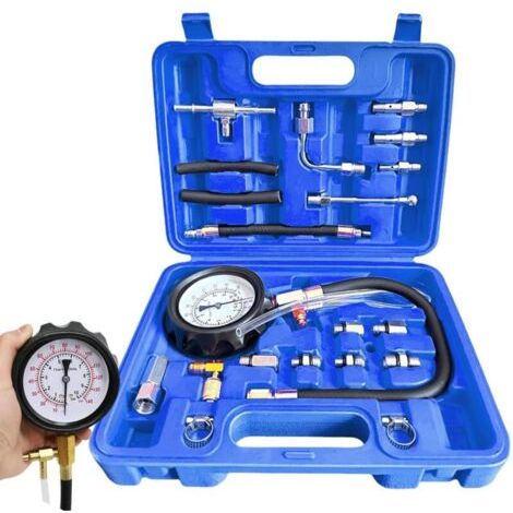 Manomètre de carburant 0-140 psi, Kit de testeur de pression de carburant TU-114, Kit de testeur de pression pour pompe d’injection, Outil de diagnostic pour essence pour voiture, camion, moto (1/5)