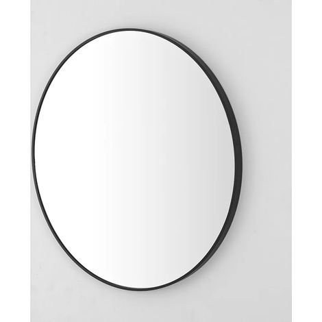 Specchio bagno 80 cm con cornice nero opaco e installazione a parete (1/3)