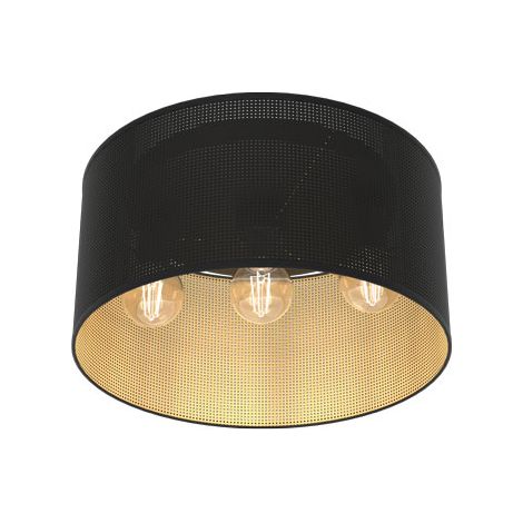 Plafonnier rond grillagé loft noir/doré 3xE27 Luminex