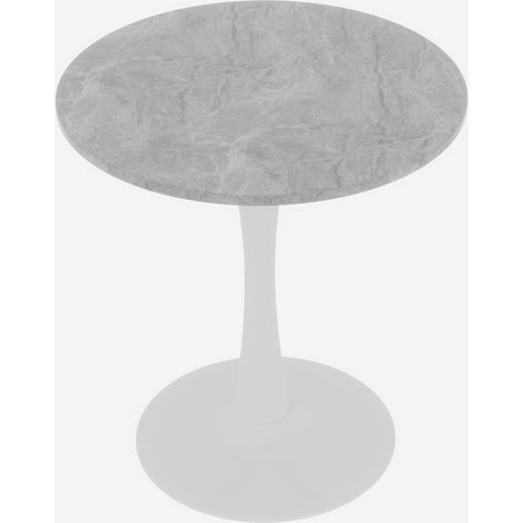 CAIziTable basse blanche de 70 cm (27,6 pouces) avec un plateau rond en marbre. (1/5)
