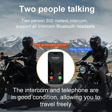 Auricolare interfono Bluetooth 500m 2 Auricolare interfono per casco Bluetooth con CVC Sistema di comunicazione con altoparlante di qualità del suono per moto/motoslitta/bicicletta/sport Y80 (1/4)