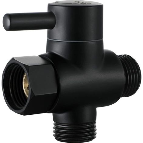 Valve 3 Voies en Laiton Massif, Inverseur à 3 Voies Commutateur Vanne, Adaptateur Douche Accessoire, Vanne D'Adaptateur en T G1 / 2", Pour Douche, Douchette et Bras de Douche Inverseur (Noir C) (1/5)