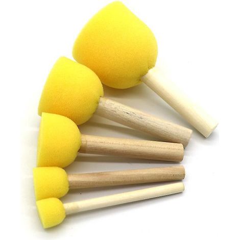 5 Pcs Foam Stencil Brush Set - Sponge Stippler - 10-20-30-40-50 Mm - Wooden Handle Paint Craft Stenciling Art Wax Chalk Acrylic Paint (1/5)