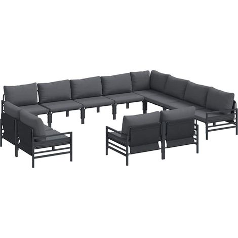 Conjunto de sofás de jardín 12 uds. Negro Acero vidaXL (1/5)