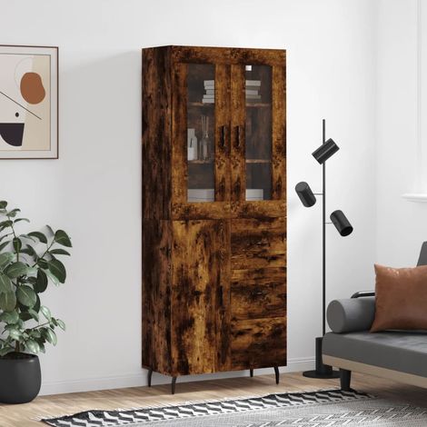 Buffet haut，Buffet de salon，Commode Meuble de rangement，Style Industriel Chêne fumé 69,5x34x180 cm Bois d'ingénierie VNWE407696 (1/5)