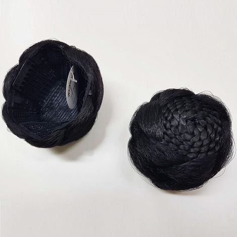 TrAdE Shop Traesio - Chignon Capelli Sintetici Nero A30 Treccia Donna Pettinatura Acconciature -