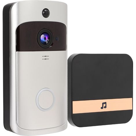 Intelligente WLAN-Video-Türklingel mit Fernbedienungs-App, Gegensprechanlage und PIR-Bewegungserkennung, Farbe Silber, Referenz 90-260VEU. (1/5)