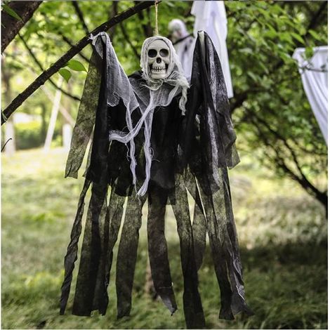 Hängende Geisterdekorationen, Hängende Sensenmänner für Halloween, Hängende Skelette/Geister, Dekoration für drinnen/draußen/Spukhaus (1/5)