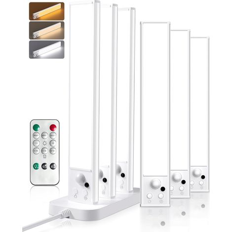 Rechargeable LED Light with Charging Dock, 6 pcs  Indoor Motion Sensor Light, 3 Colour Temperatures, Timer Function, Cupboard Lamp for Wardrobe, Hallway (1/5)