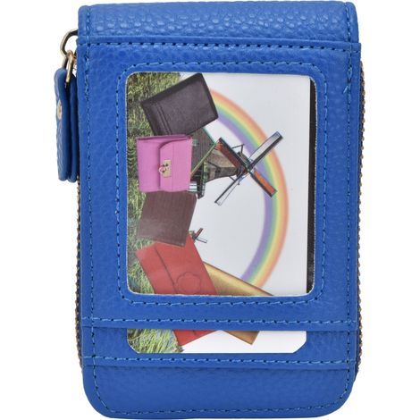 Portefeuille Antimagnétique Mini avec Fermeture Éclair pour Cartes de Crédit - Portable et Élégant, Bleu