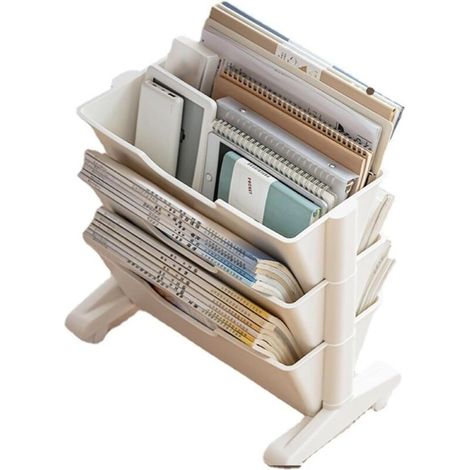 Mobiles 3-stöckiges Bücherregal, moderne Bücheraufbewahrung, für CDs/Zeitschriften/Bücher, kleines Bücherregal für Wohnzimmer, Schlafzimmer, Homeoffice (Weiß) (1/4)