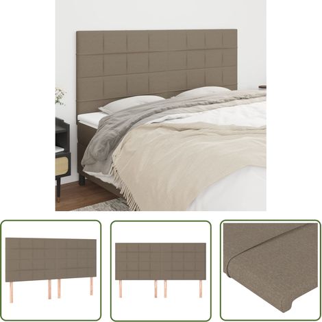 The Living Store Têtes de lit 4 pcs Taupe 90x5x78/88 cm Tissu - Tête De Lit - Têtière De Lit - Literie - Meuble De Chambre - Décoration Chambre (1/5)