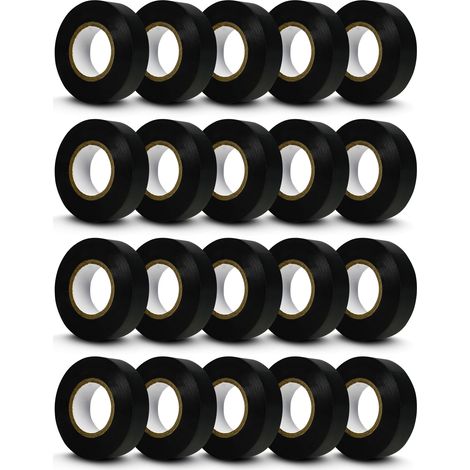 Dapetz ® Black Electrical Tape 18mm x 33m Strong Self-Adhesive PVC Insulation Tape For Insulating, Insulating Tape Flame Retardant, Strong Adhesive, Waterproof Electric Tape 20 Rolls (1/5)