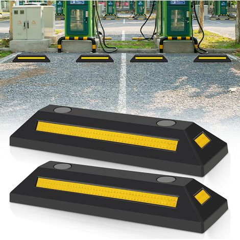 Jiubiaz 2X Radstopper Abstand Anfahrschutz Set Reflexband schwarz Ebonite-Hartkautschuk (1/5)