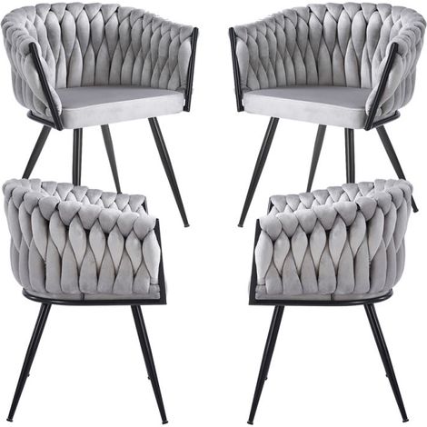 Packs Sillas Comedor - Pack 4 Sillas Widny Black Terciopelo - Gris claro (1/5)